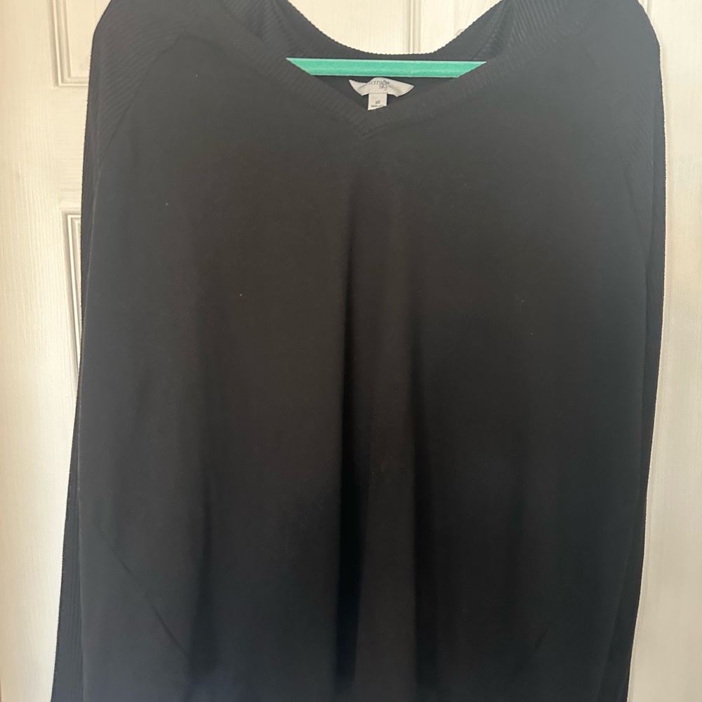 Black V-Neck Women's Top